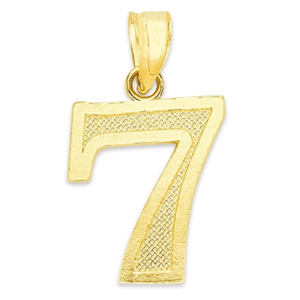 14k Gold Number 7 Pendant, Lucky Number Jewlery